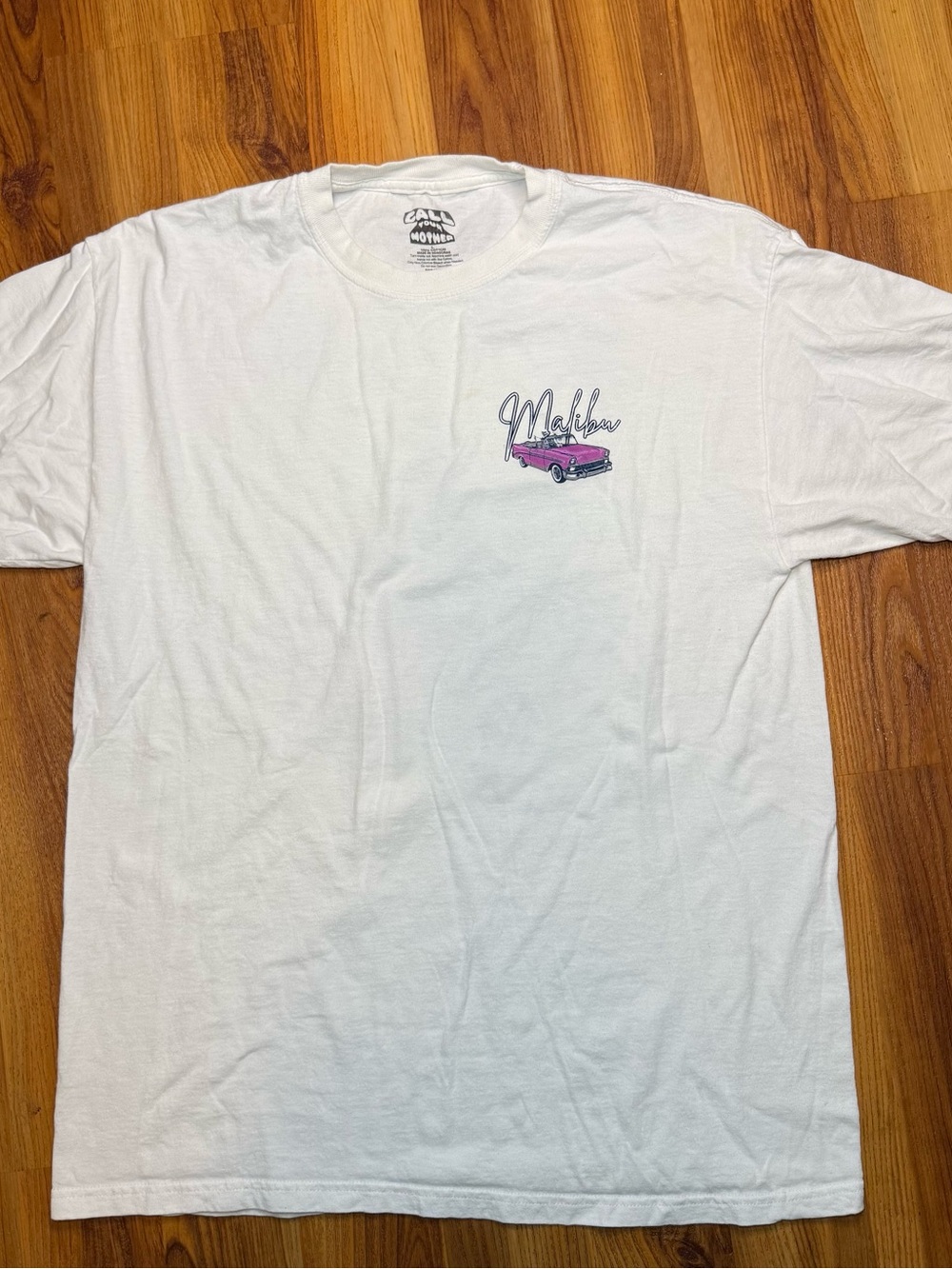 MOTHER White Tee with Pink Car Graphic